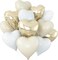 12pcs Cream White Heart Balloons – 18" Sand White & Gold Foil Balloons for Boho Baby Shower, Birthday, Bridal Shower, Wedding Party Decorations